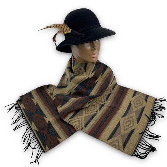 Vintage Italian designer chevron western cowboy print scarf - Picture 2 of 11